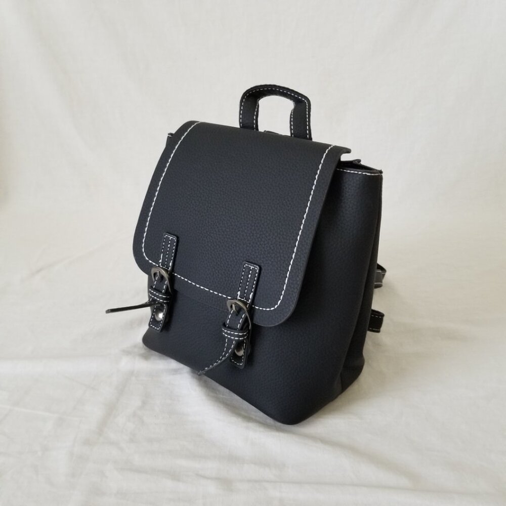 NWT! Montana West Black Faux Leather Mini Backpack Tote Bag w/Adjustable Straps - Picture 4 of 14